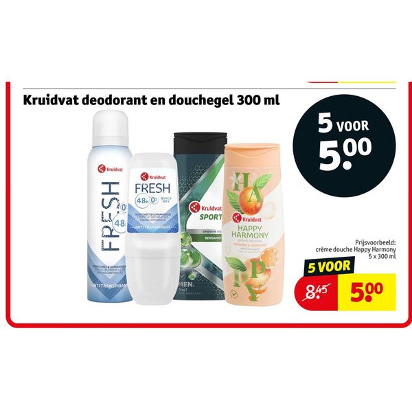 Kruidvat deodorant en douchegel 300 ml