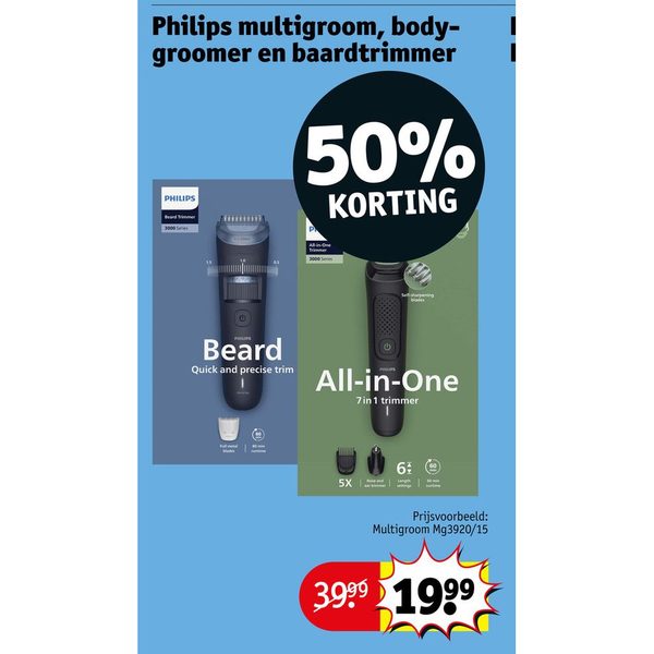 Philips multigroom, bodygroomer en baardtrimmer (Prijsvoorbeeld: Multigroom Mg3920/15)