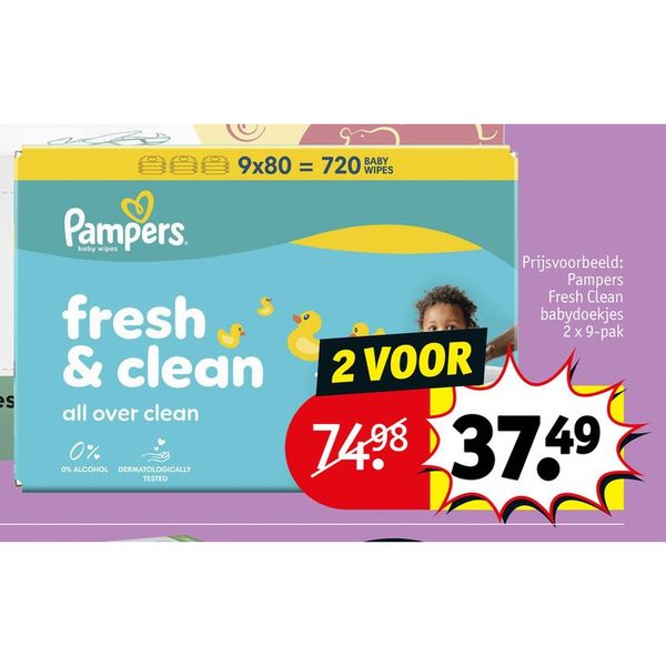 Pampers Fresh Clean babydoekjes 2 x 9-pak