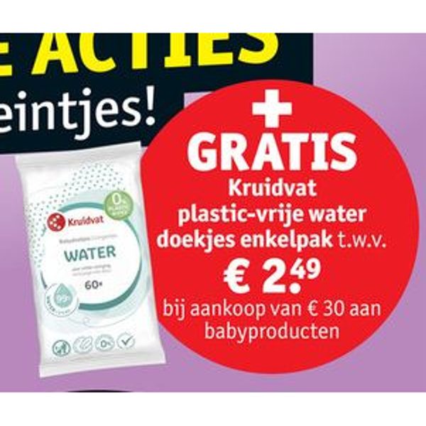 Kruidvat plastic-vrije water doekjes enkelpak