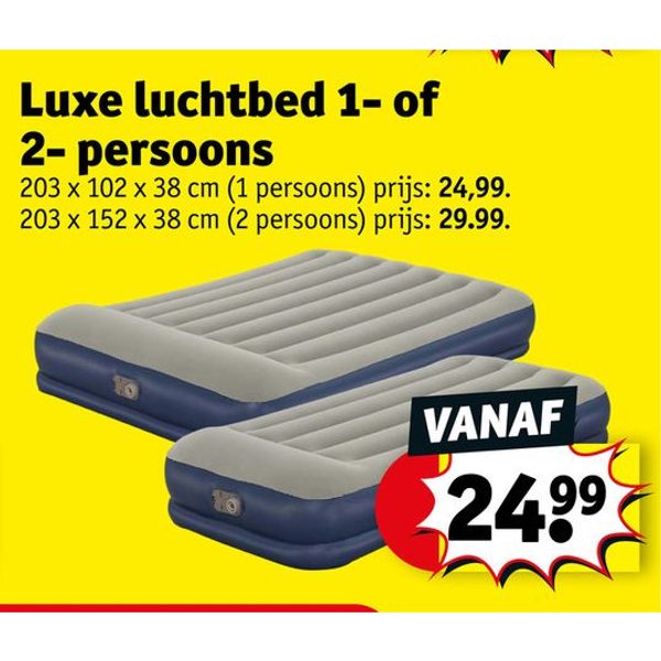 Luxe luchtbed 1- of 2- persoons
