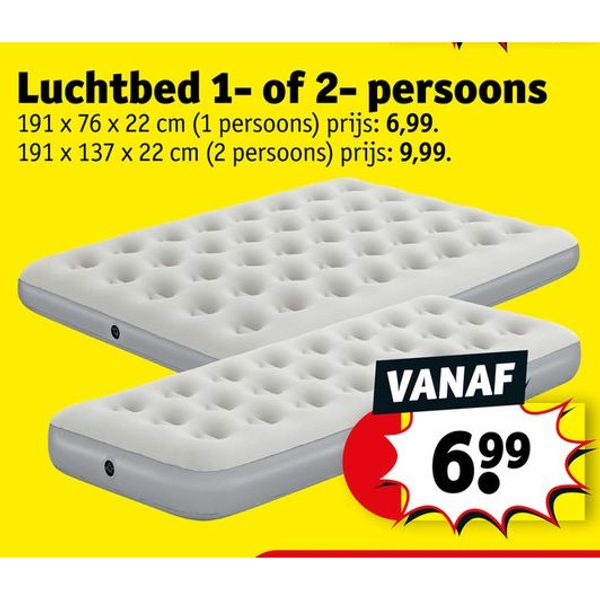 Luchtbed 1- of 2- persoons