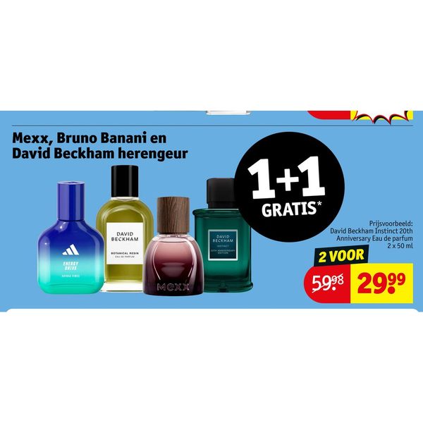 Mexx, Bruno Banani en David Beckham herengeur