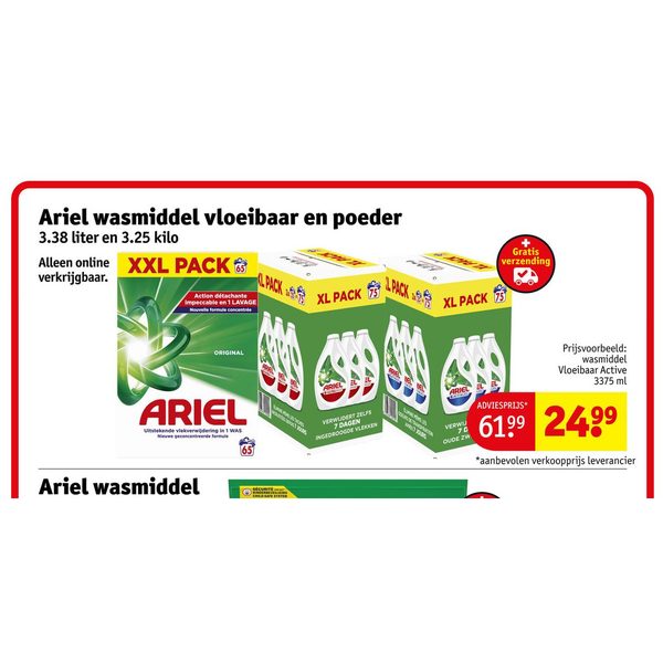 Ariel wasmiddel vloeibaar en poeder