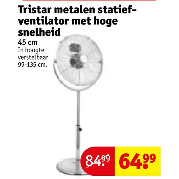 Tristar metalen statiefventilator met hoge snelheid