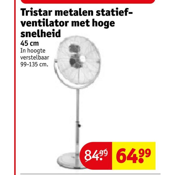 Tristar metalen statief-ventilator met hoge snelheid