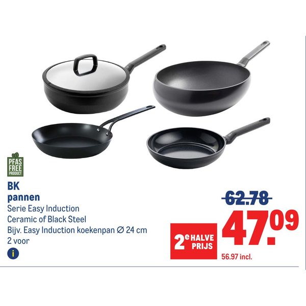 BK pannen Serie Easy Induction Ceramic of Black Steel
