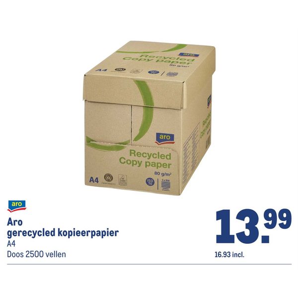 Aro gerecycled kopieerpapier A4 Doos 2500 vellen