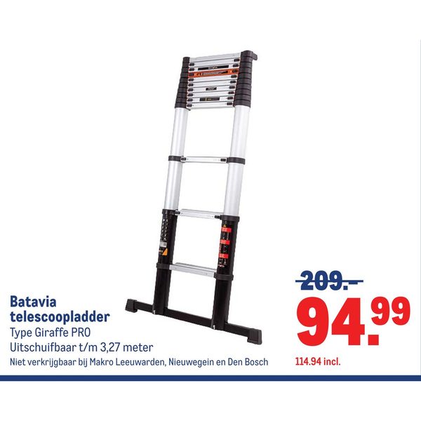 Batavia telescoopladder Type Giraffe PRO Uitschuifbaar t/m 3,27 meter