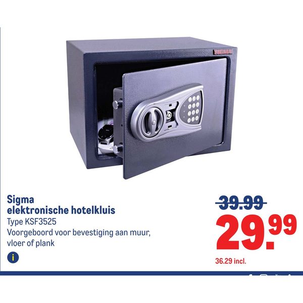 elektronische hotelkluis Type KSF3525