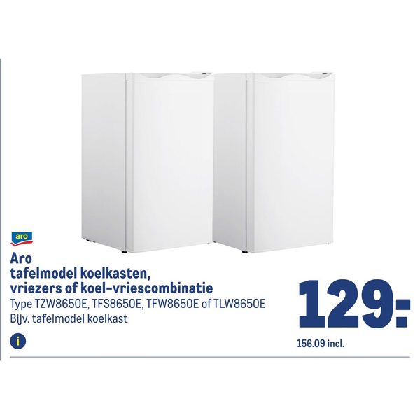 Aro tafelmodel koelkasten, vriezers of koel-vriescombinatie