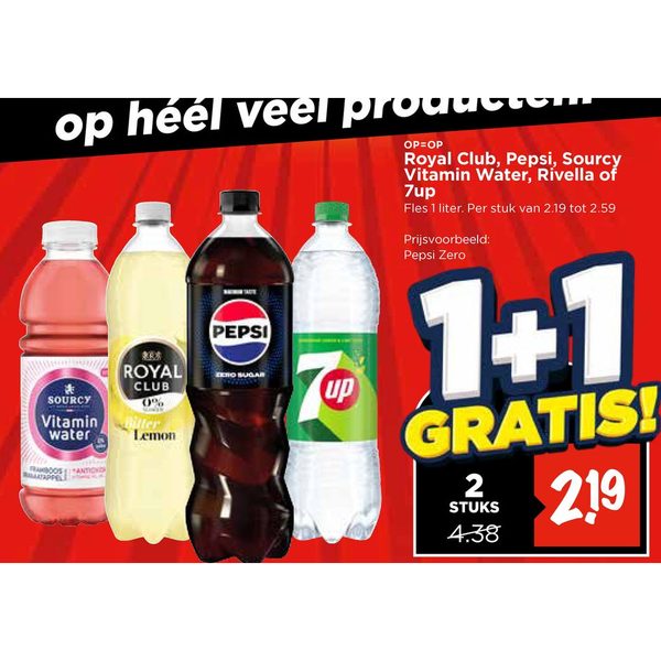 Royal Club, Pepsi, Sourcy Vitamin Water, Rivella of 7up