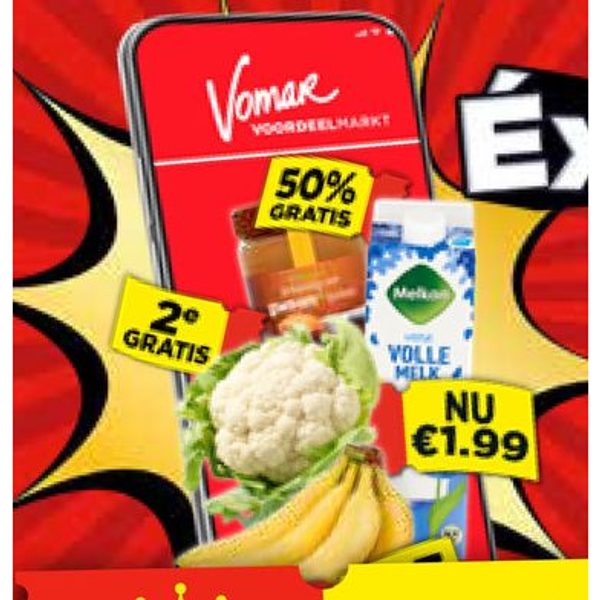 Melk, bloemkool, bananen