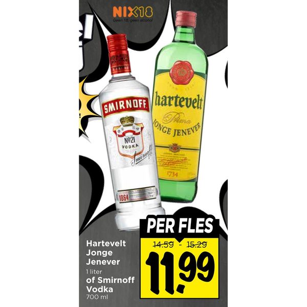 Hartevelt Jonge Jenever of Smirnoff Vodka