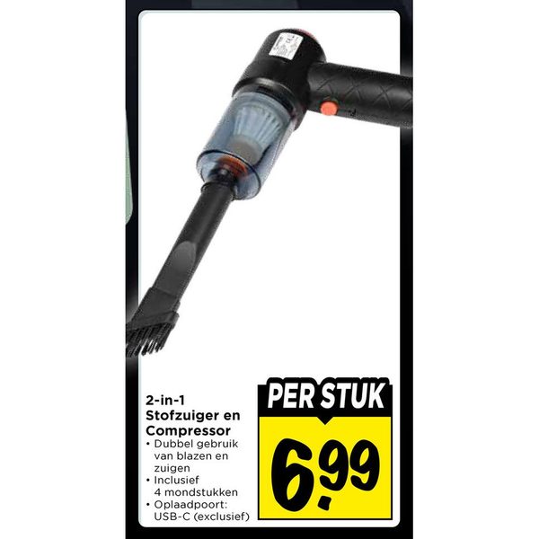 2-in-1 Stofzuiger en Compressor