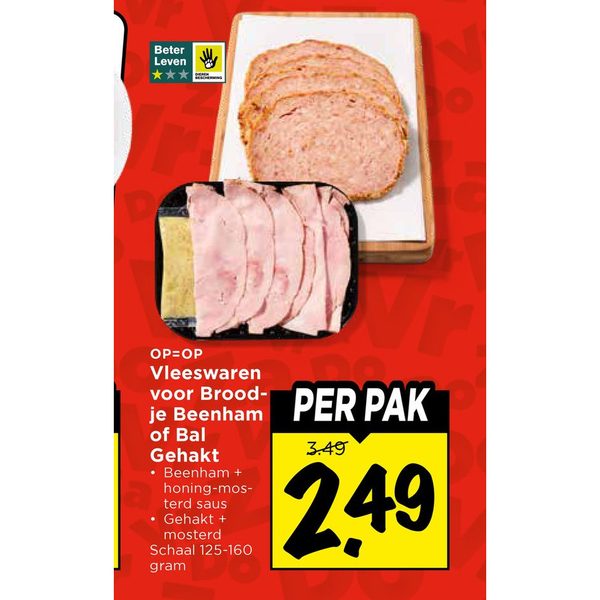 Vleeswaren voor Broodje Beenham of Bal Gehakt