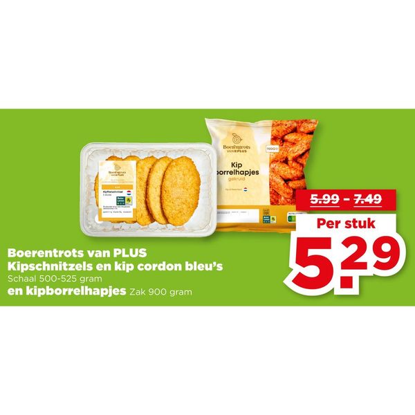 Kipschnitzels en kip cordon bleu's en kipborrelhapjes