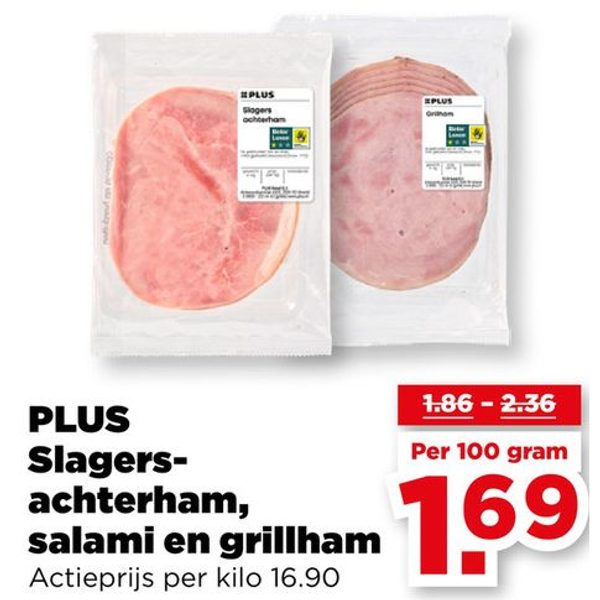 PLUS Slagers-achterham, salami en grillham