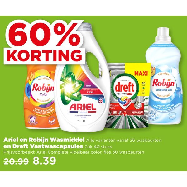 Ariel en Robijn Wasmiddel en Dreft Vaatwascapsules