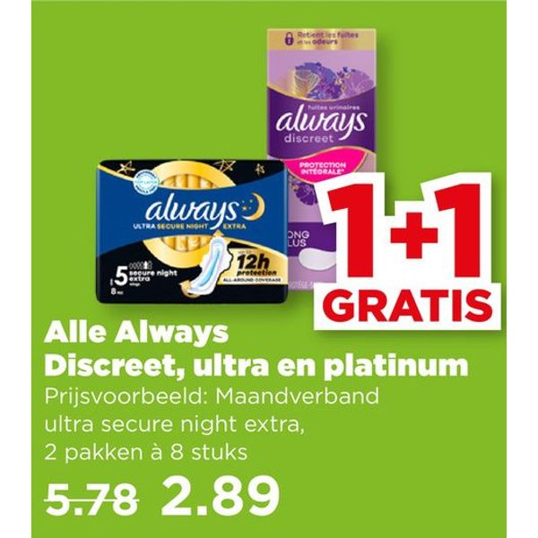 Alle Always Discreet, ultra en platinum