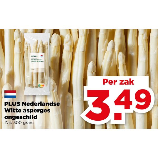 PLUS Nederlandse Witte asperges ongeschild