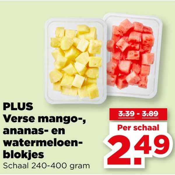 PLUS Verse mango-, ananas- en watermeloenblokjes
