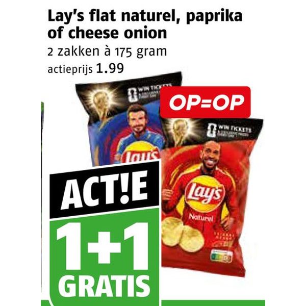 Lay's flat naturel, paprika of cheese onion