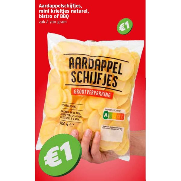 Aardappelschijfjes, mini krieltjes naturel, bistro of BBQ