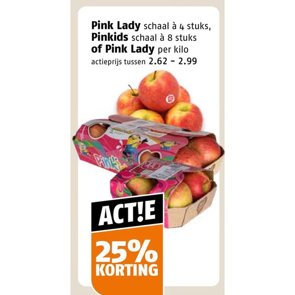 Pink Lady schaal à 4 stuks, Pinkids schaal à 8 stuks of Pink Lady per kilo