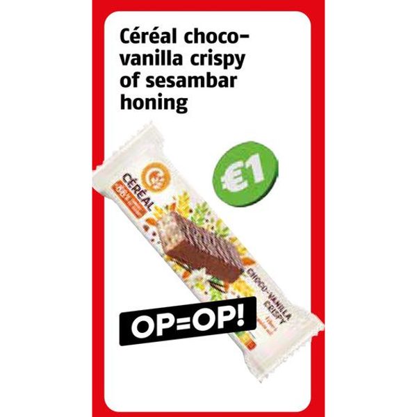 Céréal choco-vanilla crispy of sesambar honing