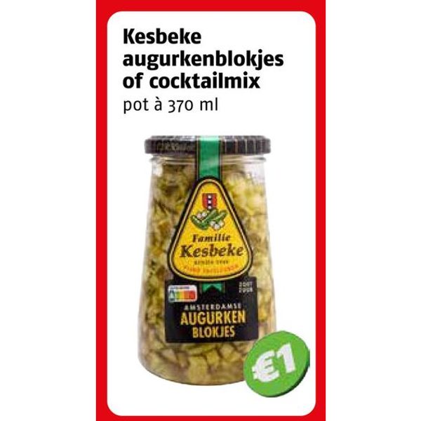 Kesbeke augurkenblokjes of cocktailmix