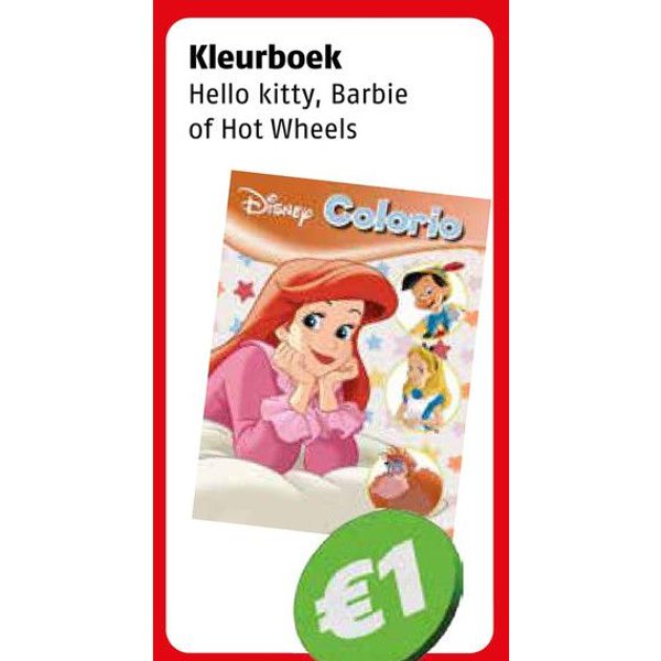 Kleurboek (Hello kitty, Barbie of Hot Wheels)