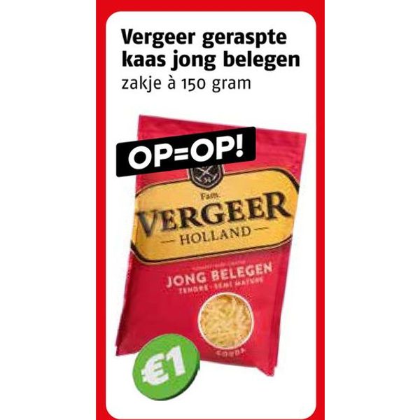 Vergeer geraspte kaas jong belegen
