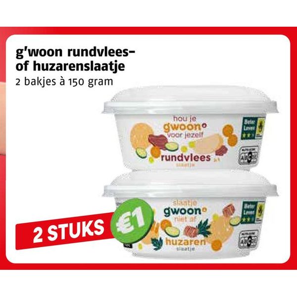 g'woon rundvlees- of huzarenslaatje