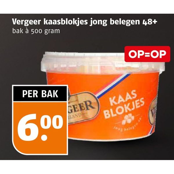 Vergeer kaasblokjes jong belegen 48+