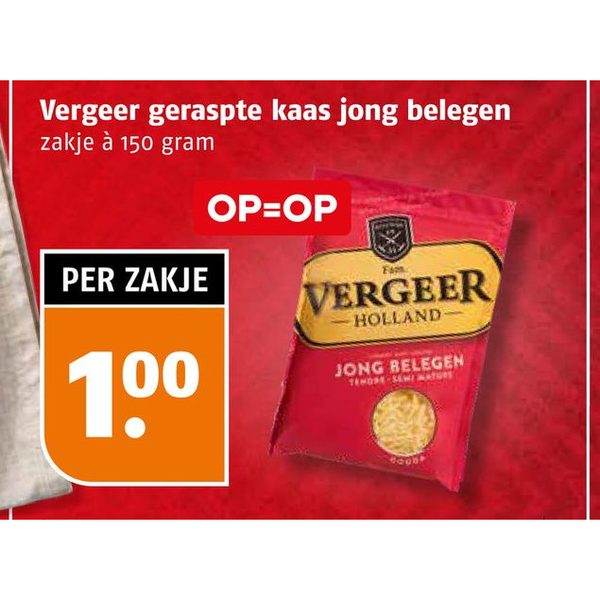 Vergeer geraspte kaas jong belegen