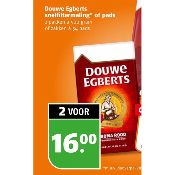 Douwe Egberts snelfiltermaling* of pads