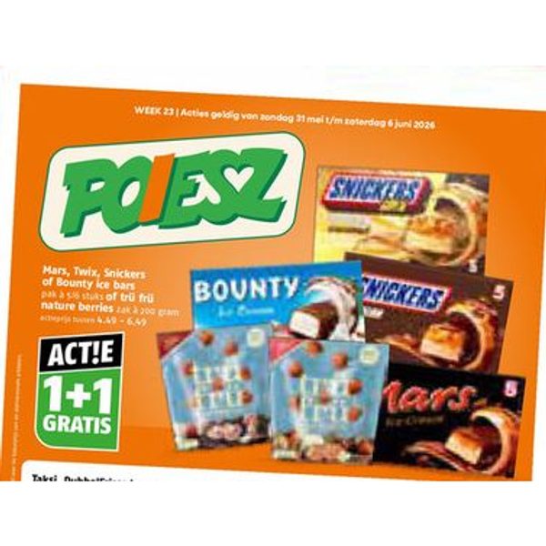 Mars, Twix, Snickers of Bounty ice bars