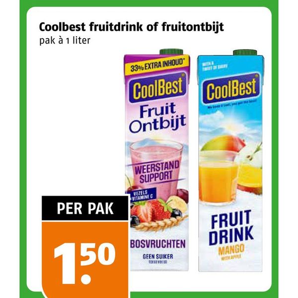 Coolbest fruitdrink of fruitontbijt