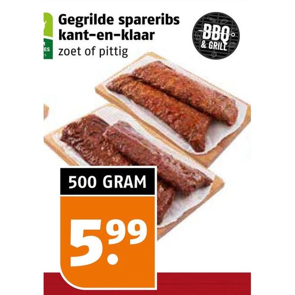 Gegrilde spareribs kant-en-klaar