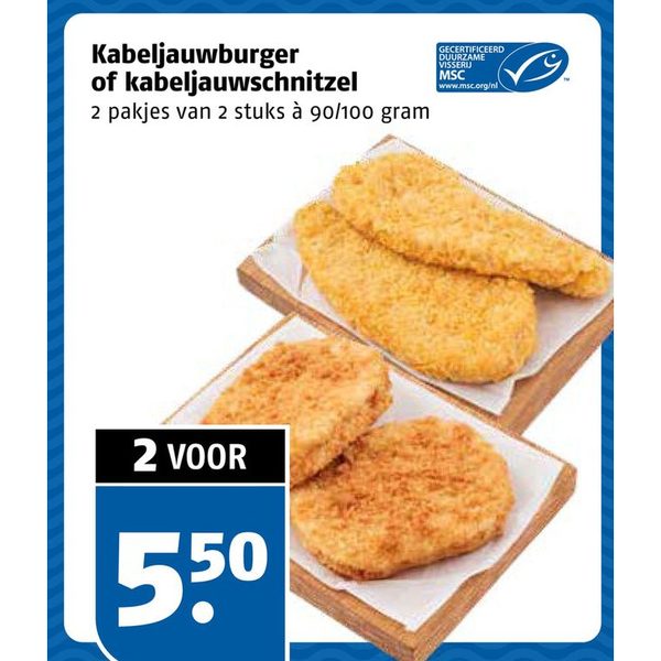 Kabeljauwburger of kabeljauwschnitzel