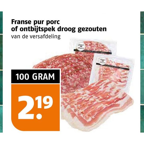 Franse pur porc of ontbijtspek droog gezouten