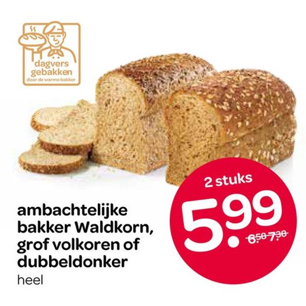 ambachtelijke bakker Waldkorn, grof volkoren of dubbeldonker
