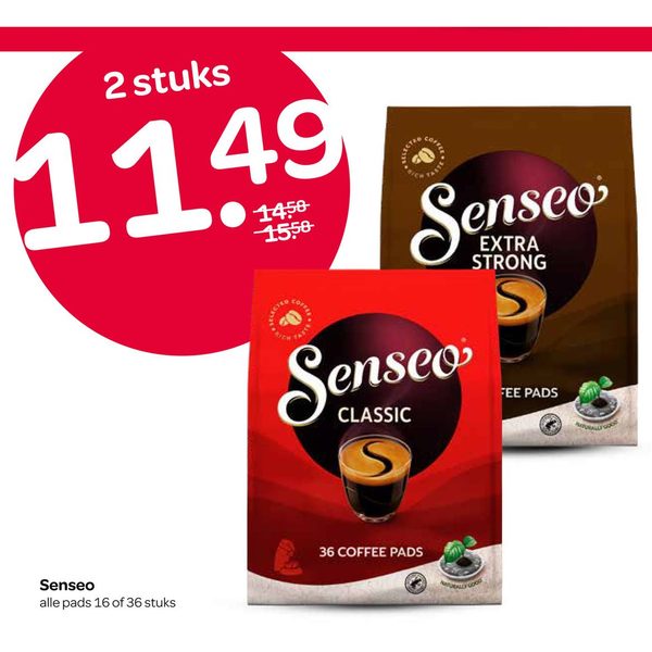 Senseo alle pads 16 of 36 stuks
