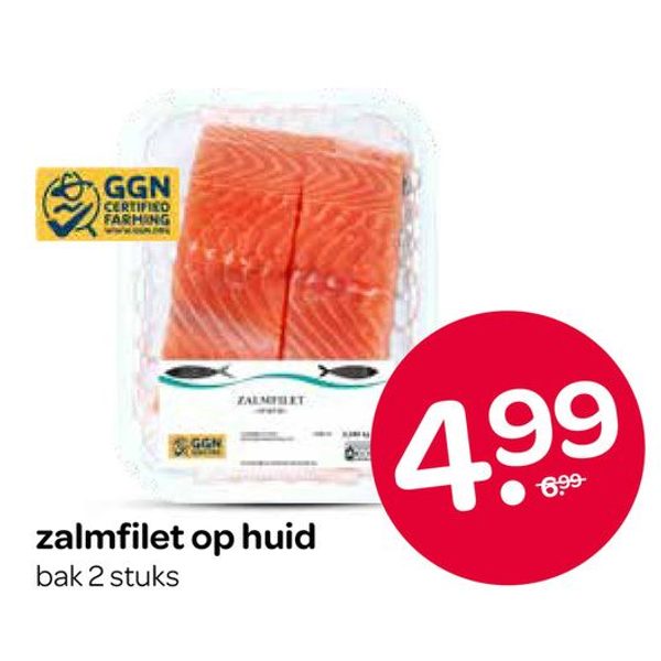 zalmfilet op huid