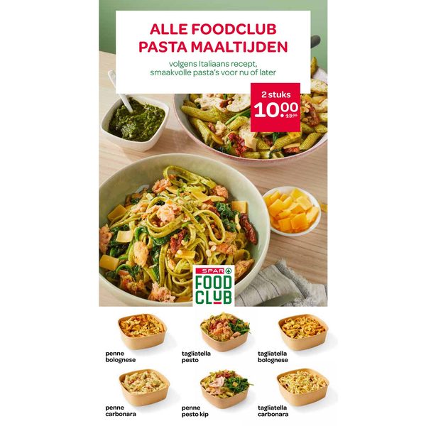 Alle Foodclub pasta maaltijden