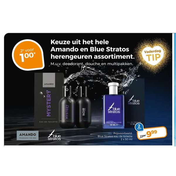 Keuze uit het hele Amando en Blue Stratos herengeuren assortiment
