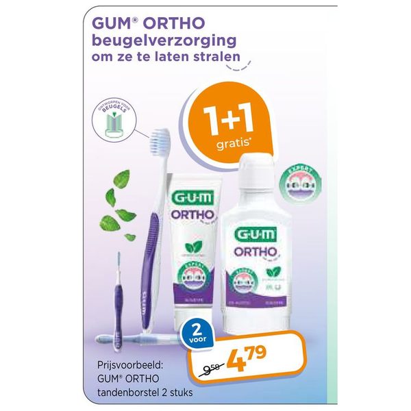GUM ORTHO tandenborstel 2 stuks