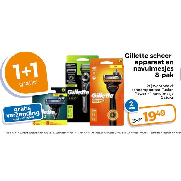 Gillette scheer-apparaat en navulmesjes 8-pak