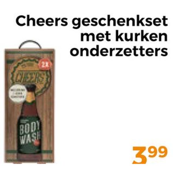 Cheers geschenkset met kurken onderzetters